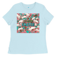 Baby Blue Easter Bunny  tumbler Easter Day Ladies Tee - HowdyJamesFarm