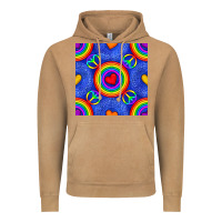 Vintage Camel Pride lgbtq hearts and peace symbol seamless patte Vintage Hoodie - BundleAndBundleShop