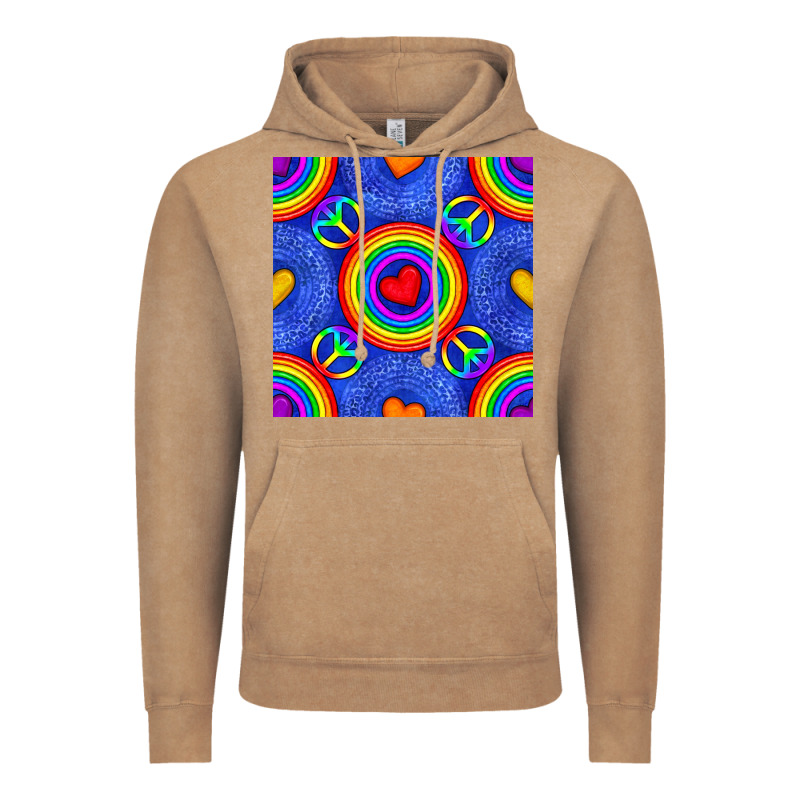 Pride Lgbtq Hearts And Peace Symbol Seamless Patte Vintage Hoodie by BundleAndBundleShop | Teevron