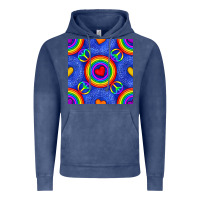 Vintage Denim Pride lgbtq hearts and peace symbol seamless patte Vintage Hoodie - BundleAndBundleShop