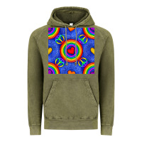 Vintage Olive Pride lgbtq hearts and peace symbol seamless patte Vintage Hoodie - BundleAndBundleShop