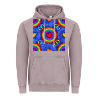 Vintage Zinc Pride lgbtq hearts and peace symbol seamless patte Vintage Hoodie - BundleAndBundleShop