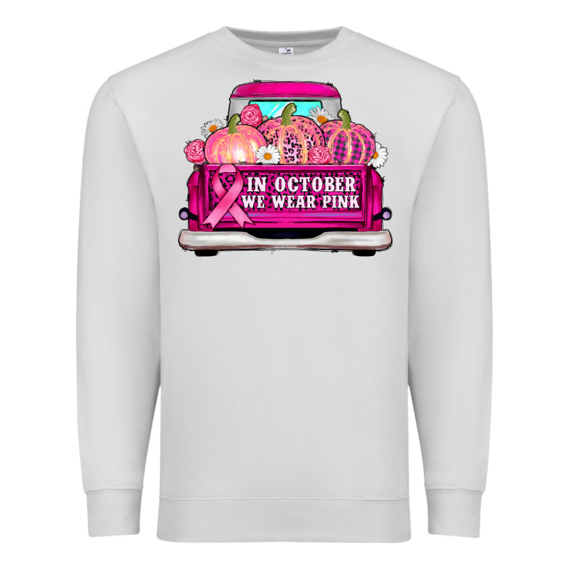 Truck In October We Wear Pink Premium Sweatshirt by AdoDesignShop | Teevron