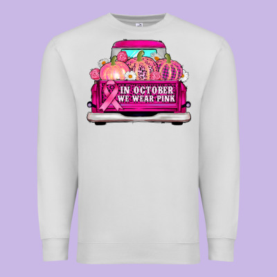 Truck In October We Wear Pink Premium Sweatshirt Designed By Adodesignshop
