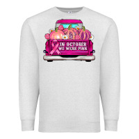 Oatmeal Heather truck in october we wear pink Premium Sweatshirt - AdoDesignShop