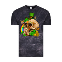 Cloud Black St. Patrick's boho skull Vintage Tee - OliviaCreatesArt