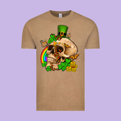 St. Patrick's Boho Skull Vintage Tee Designed By Oliviacreatesart