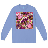 Colony Blue Mom Coffee Cups With Leopard Digital Paper Long Sleeve Tee - BundleAndBundleShop