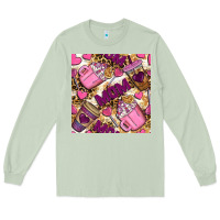 Matcha Mom Coffee Cups With Leopard Digital Paper Long Sleeve Tee - BundleAndBundleShop
