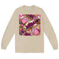 Mushroom Mom Coffee Cups With Leopard Digital Paper Long Sleeve Tee - BundleAndBundleShop