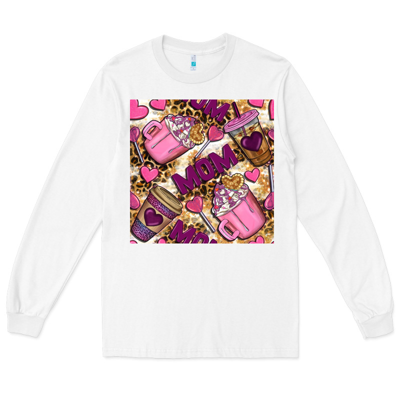 Mom Coffee Cups With Leopard Digital Paper Long Sleeve Tee by BundleAndBundleShop | Teevron