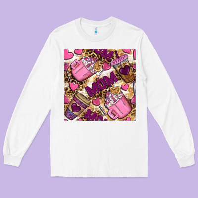 Mom Coffee Cups With Leopard Digital Paper Long Sleeve Tee Designed By Bundleandbundleshop