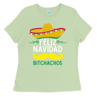 Matcha mexicans say feliz navidad bitchahos funny merry christmas sombrero Ladies Tee - linhVisuals