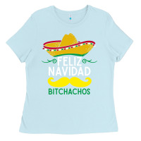 Baby Blue mexicans say feliz navidad bitchahos funny merry christmas sombrero Ladies Tee - linhVisuals