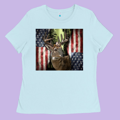 Usa Deer Hunting Woods Ladies Tee Designed By Cowgirlartshop