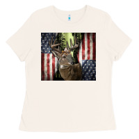 Bone usa deer hunting woods Ladies Tee - CowGirlArtShop