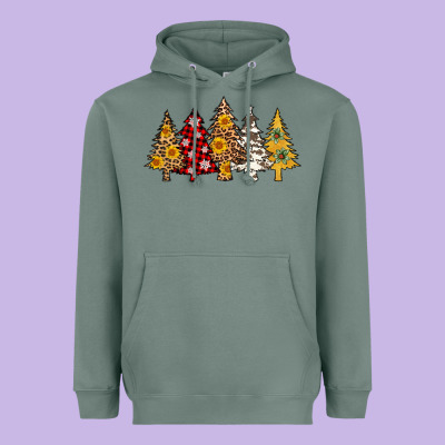 Leopard Christmas Trees Heavyweight Hoodie Designed By Adodesignshop