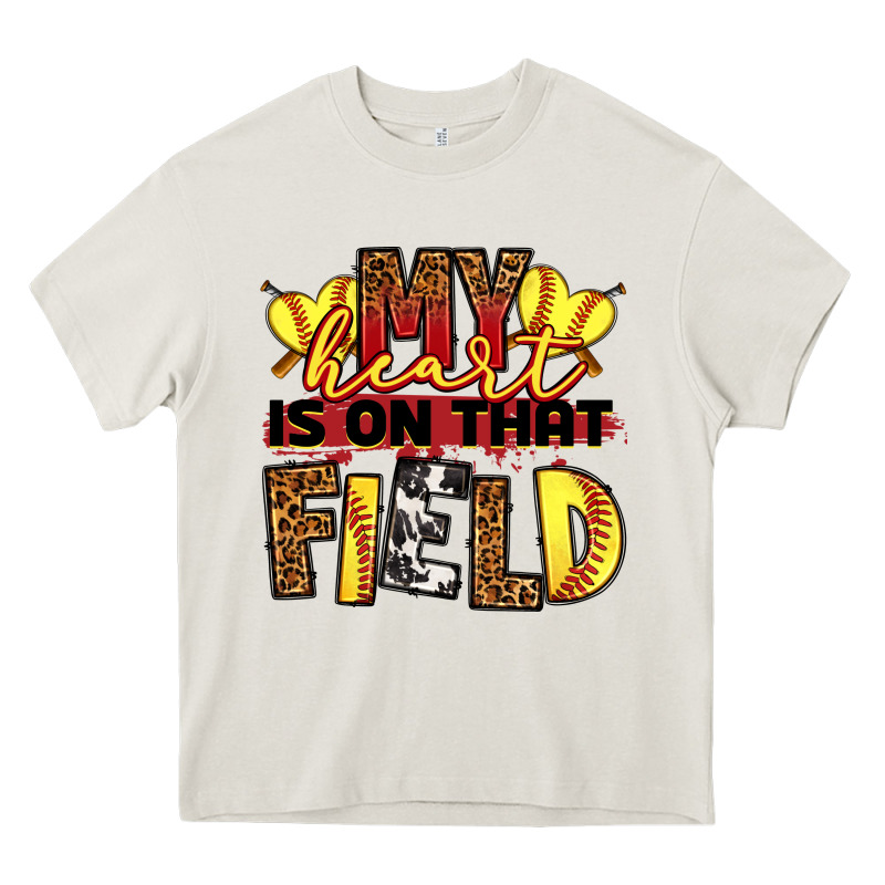 Softball My Heart Is On That Field Heavy Core Tee by RanaPortraitStore | Teevron