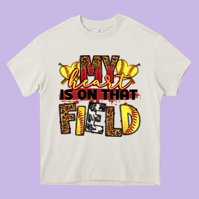 Softball My Heart Is On That Field Heavy Core Tee Designed By Ranaportraitstore