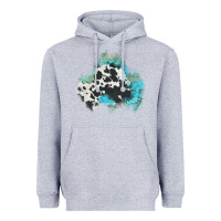 Heather Grey cowhide turquoise patch Heavyweight Hoodie - AdoDesignShop