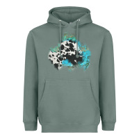 Sage cowhide turquoise patch Heavyweight Hoodie - AdoDesignShop