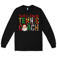Black Santa's Favorite Tennis Coach For Christmas Long Sleeve Tee - FaDigitalArtStudio