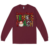 Burgundy Santa's Favorite Tennis Coach For Christmas Long Sleeve Tee - FaDigitalArtStudio