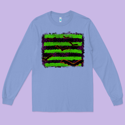 Halloween With Bat Backround Long Sleeve Tee Designed By Ranaportraitstore