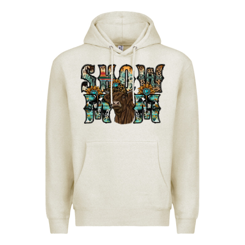 Show Mom Highland Cow Premium Hoodie by SublimationCraftShop | Teevron