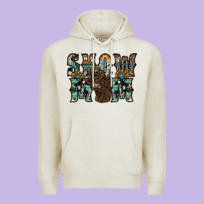 Show Mom Highland Cow Premium Hoodie Designed By Sublimationcraftshop