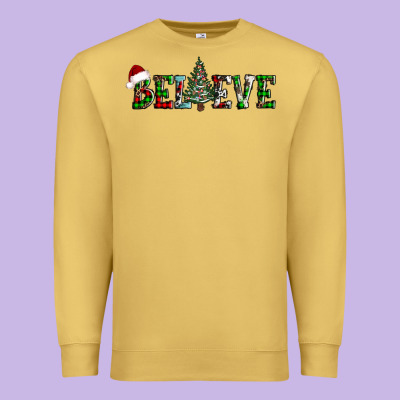 Believe Christmas Tree Premium Sweatshirt Designed By Adodesignshop