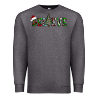Charcoal Heather believe Christmas tree Premium Sweatshirt - AdoDesignShop