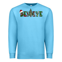 Ocean Blue believe Christmas tree Premium Sweatshirt - AdoDesignShop