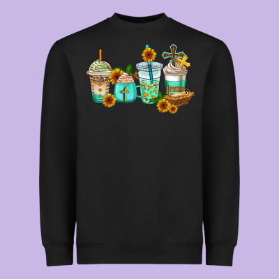 Jesus Coffee Cups Heavyweight Sweatshirt Designed By Adodesignshop