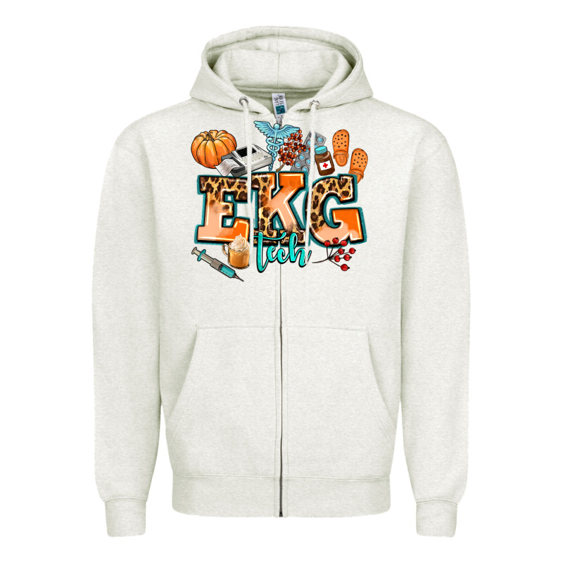 Ekg Tech Fall Zipper Hoodie by AdoDesignShop | Teevron