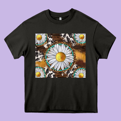 Western Daisy And Cowhide Tumbler Tbs Heavy Core Tee Designed By Tumblerdesignbyshophia