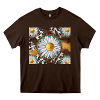 Chocolate Brown western daisy and cowhide tumbler tbs Heavy Core Tee - TumblerDesignByShophia