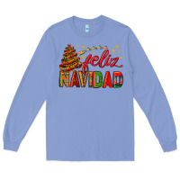 Colony Blue Feliz Navidad With Sombrero Tree Long Sleeve Tee - BundleAndBundleShop