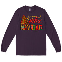 Plum Feliz Navidad With Sombrero Tree Long Sleeve Tee - BundleAndBundleShop