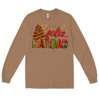 Toasted Coconut Feliz Navidad With Sombrero Tree Long Sleeve Tee - BundleAndBundleShop