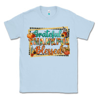 Dusty Blue thankful grateful blessed Classic Tee - CowGirlArtShop