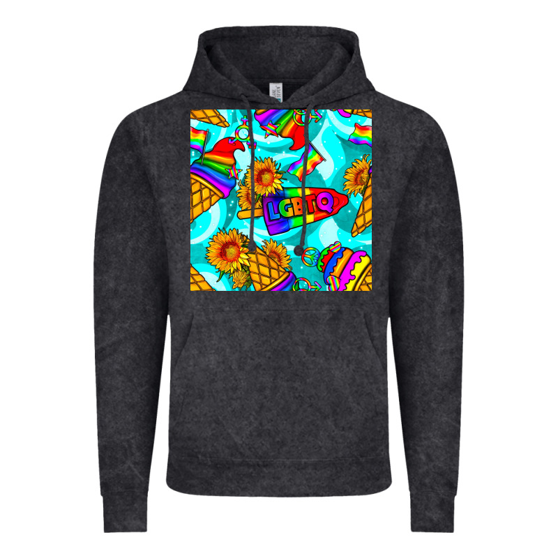 Pride Lgbtq Ice Cream And Sunflowers Seamless Vintage Hoodie by BundleAndBundleShop | Teevron