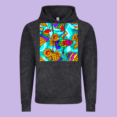 Pride Lgbtq Ice Cream And Sunflowers Seamless Vintage Hoodie Designed By Bundleandbundleshop
