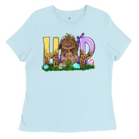 Baby Blue Hop Rabbit Easter Day Ladies Tee - HowdyJamesFarm