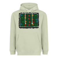 Matcha christmas buffalo plaid and lights background Heavyweight Hoodie - AdoDesignShop
