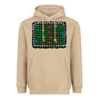 Mushroom christmas buffalo plaid and lights background Heavyweight Hoodie - AdoDesignShop