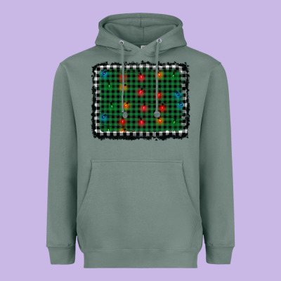 Christmas Buffalo Plaid And Lights Background Heavyweight Hoodie Designed By Adodesignshop