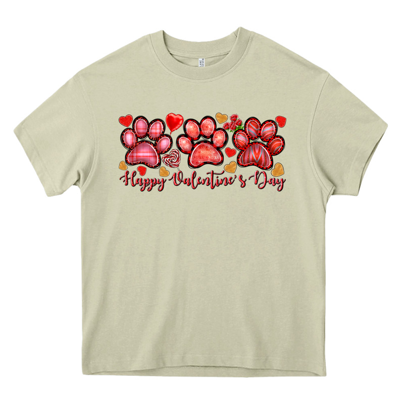 Happy Valentine's Day Paws Valentine's Day Heavy Core Tee by HowdyJamesFarm | Teevron