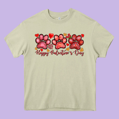 Happy Valentine's Day Paws Valentine's Day Heavy Core Tee Designed By Howdyjamesfarm