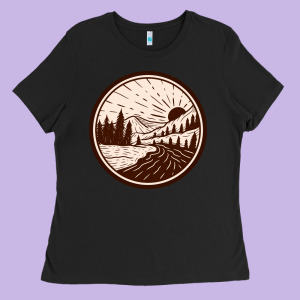 River Forest Brown Ladies Tee Designed By Linhvisuals